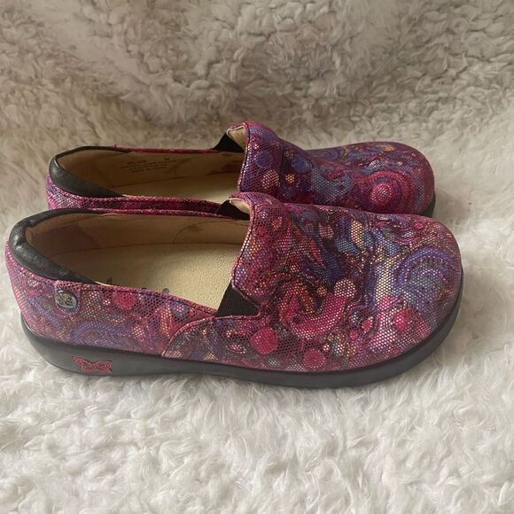 Alegria KEL-520 leather reptile prints multi color slip on Mules EUR SZ … - Picture 1 of 8